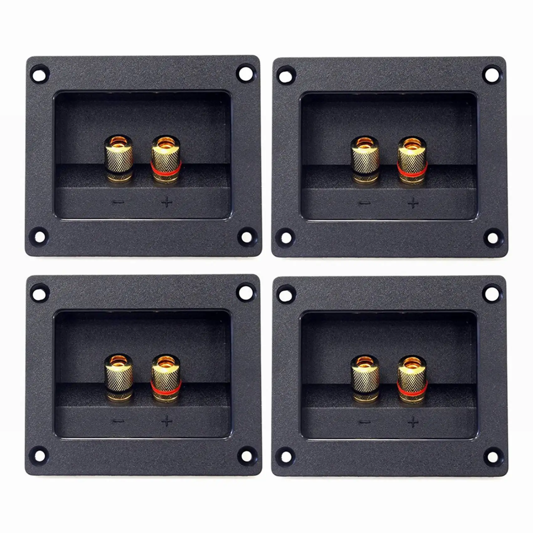 Superior-4Pcs DIY Home Car Stereo 2-Way Speaker Box Terminal Round Square Spring Cup Connector Binding Post 93X80mm Black