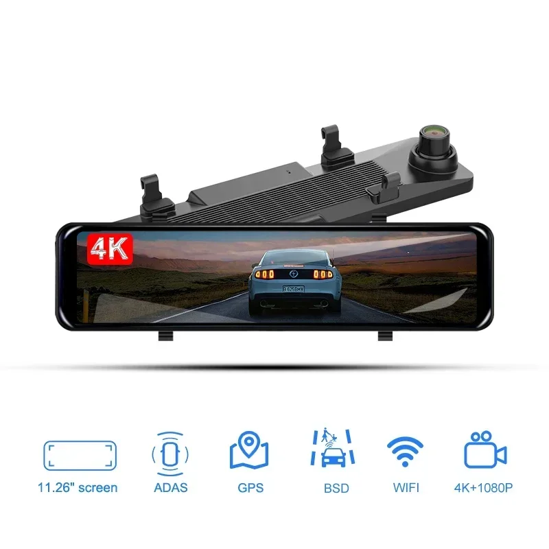 

Car Dash Cam DVR Camera Recorder Wide Angle Touch Screen Lens Video Recorder Rearview Mirror Front Rear Driving Recorder