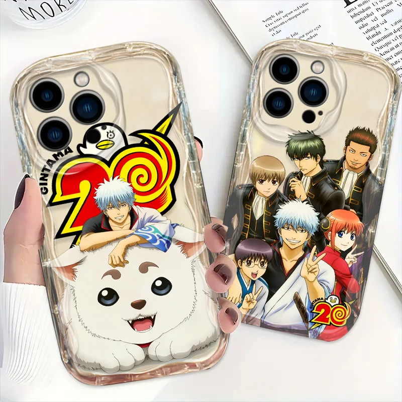 Anime Gintama Sakata Gintoki Cover For Apple iPhone 15 14 13 12 11 Pro X XR XS Max Plus 8 7 Plus SE Wave Oil Phone Case