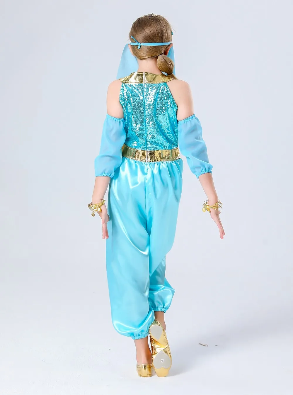 Costumes de cosplay de princesse Jasmine pour enfants, performance sur scène