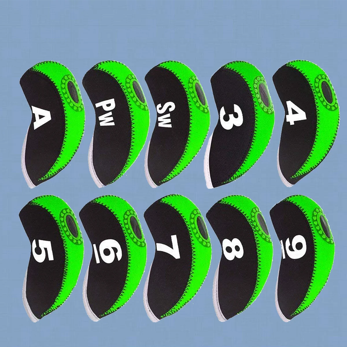 

10 PCS Golf Iron Sets Club Head Covers Neoprene Mallet Putter Headcover Headcovers