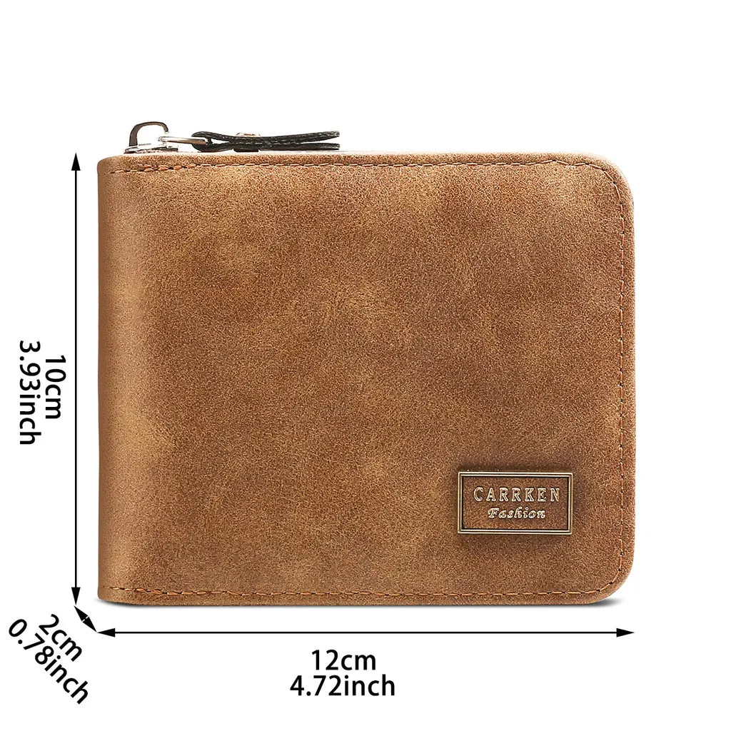 Personalized Engraved Name Men's Zipper Wallet - Short Style with Coin Purse Business Card Holder, Ideal Father's Day Gift