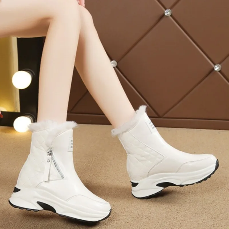 2025 New Women's Snow Boots Plush Warm Cotton Boots Fashion Wedge Platform Boots for Women Winter High-tops Sneakers Botas Mujer