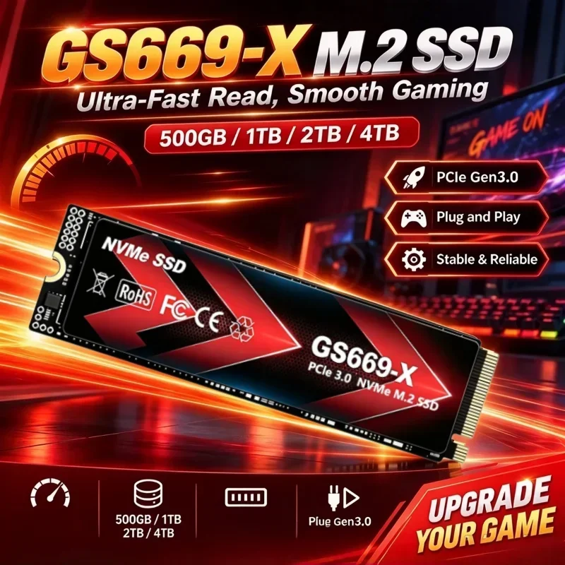GS669-X M.2 NVMe SSD 500GB-4TB 2280 PCle Gen3.0 X3 High Speed Internal Solid State Drive Hard Disk For PC & Laptop