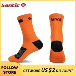 Santic-Chaussettes de sport respirantes unisexes, confortables, absorbant la sueur, vêtements de plein air, VTT, vélo, cyclisme