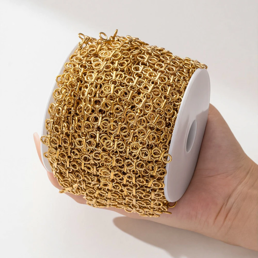 0,5 Meter/1 Meter Schleifenanhänger Schmuckkette, vergoldete Edelstahlketten für DIY Schmuckherstellung, Halsketten- und Armbandzubehör – Detail 5