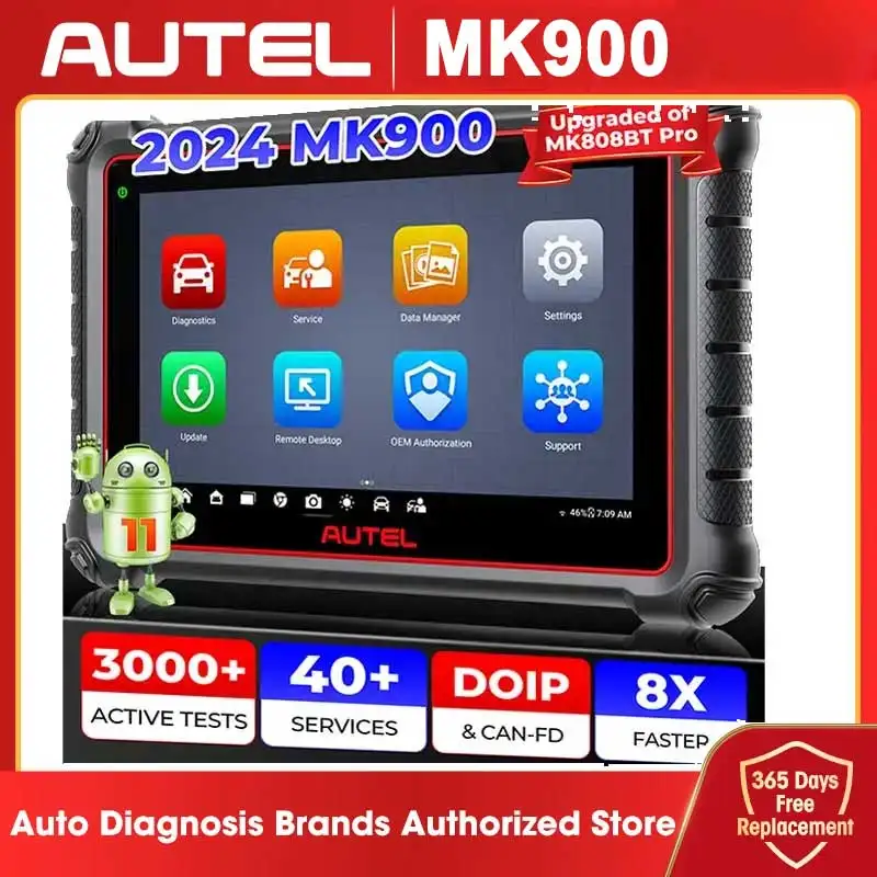 Autel MaxiCOM MK900 Car Diagnostic Tools 40+ Services DoIP & CAN-FD Car Scanner OBD2 Automotive Scan Tool 2024 Upgrade of MK808S