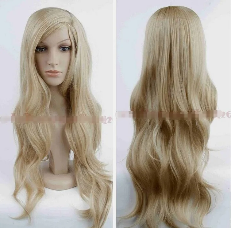 Lady Body Wave Light Blonde Synthentic Wig Heat safe Silky Side Part Gluless USA