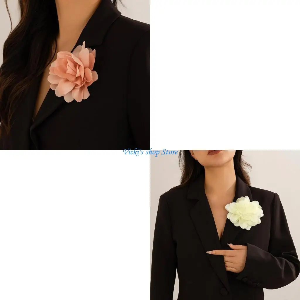 Popular Fabric Flower Brooch Accessory Delicate Fabric Flower Brooch Pin Delicate Collar Pin for Travel and Leisure