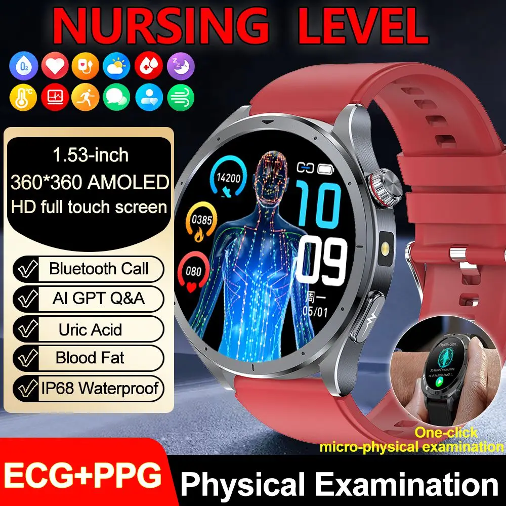 

2025 New Health Analysis ECG+PPG Smart Watch Body Fat Uric Acid Blood Pressure Heart Rate Tracker NFC Smartwatch For Android IOS