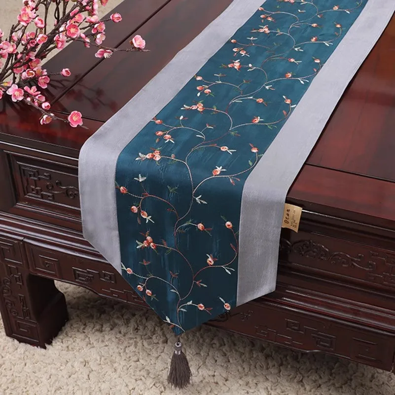 New Chinese Embroidery Table Flag Fashion Celebration Table Flag Simple Vintage Cloth Tea Table Cloth Tea Chair Tv Cabinet Cover