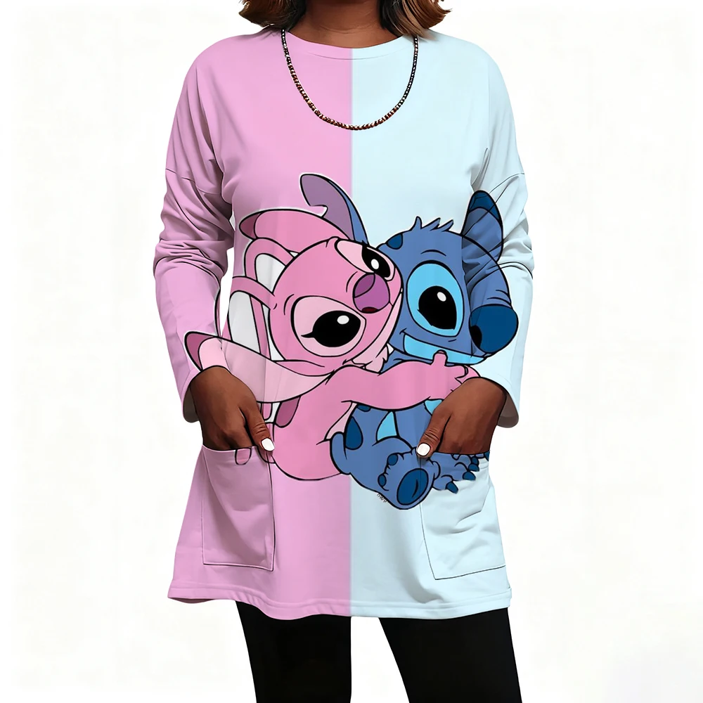 

Women's T-Shirts Disney Stitch print Tees Fashion Stylish Long Sleeve T-shirts O-Neck Regular Tops Summer Casual Pullover