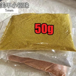 50g/Bag -1mm Caviar Steel Tiny Nail Art Beads 3D Gold/Silver Steel Ball Nail Charms DIY Stainless Steel Mircro Manicure Ball