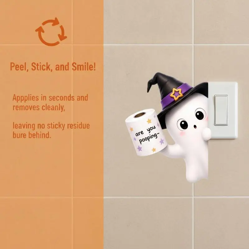 Halloween Toilet Seat Stickers Funny Ghost Skeleton Designs Waterproof Removable For Bathroom Party Home Decoration