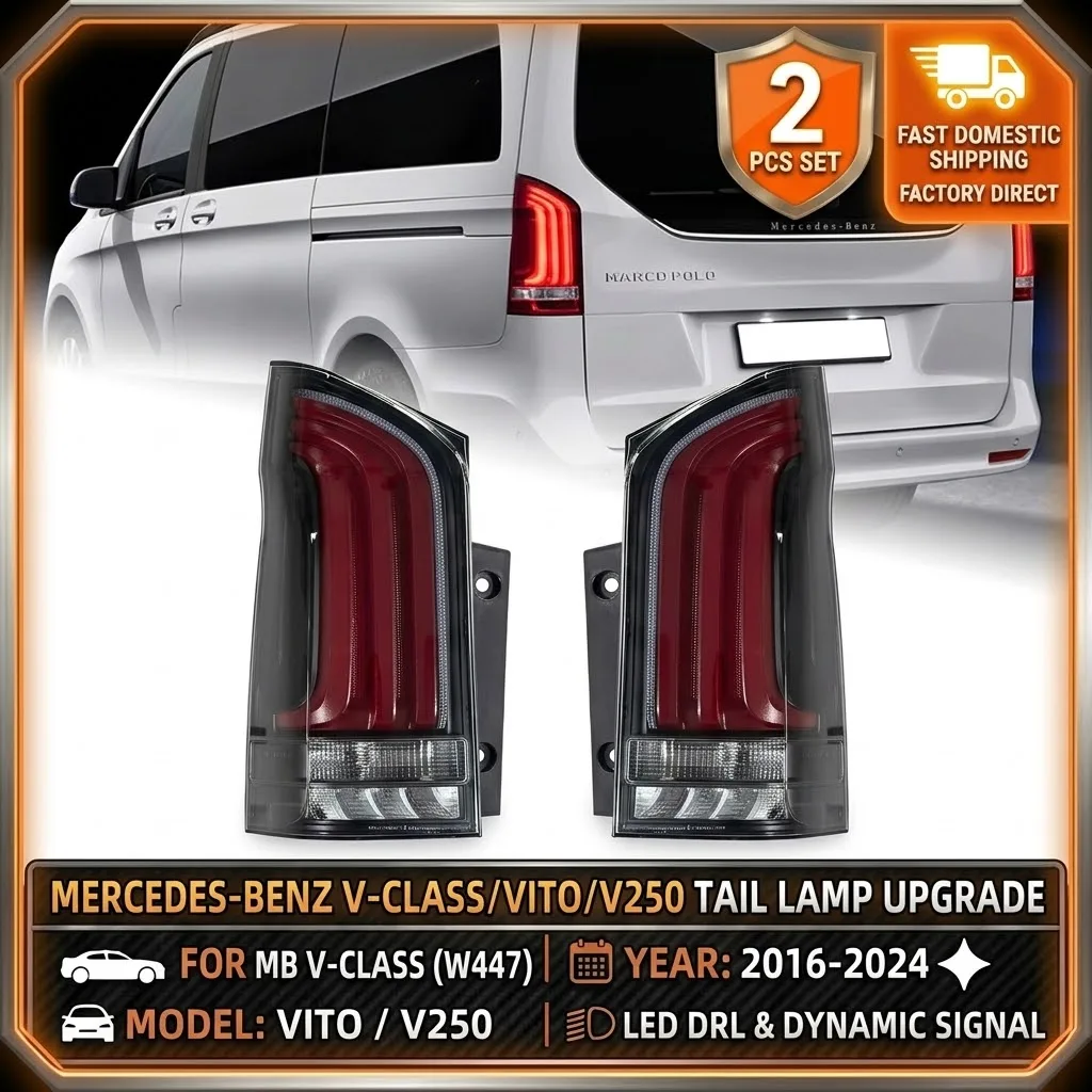 2 Stück Dynamische Signal-LED-Rückleuchten für Mercedes-Benz Vito V250 2016-2024 Rückleuchte DRL Blinker Brems- und Rückfahrlicht Auto-Styling Beleuchtungseinheit Ersatzteile Zubehör