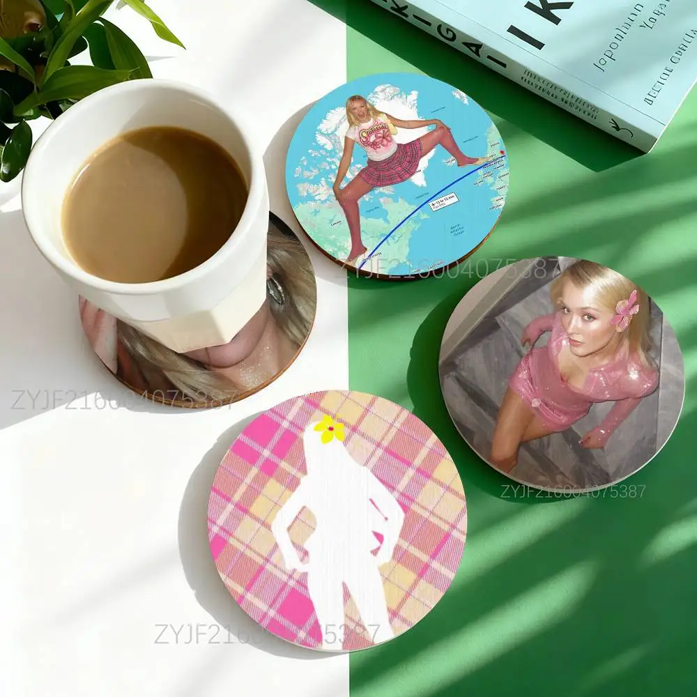 

Z-Zara Larsson Midnight Sun Round Wooden Coasters For Cute Design Suitable for Drinks Tea,Coffee Home Gift Choice Holidays