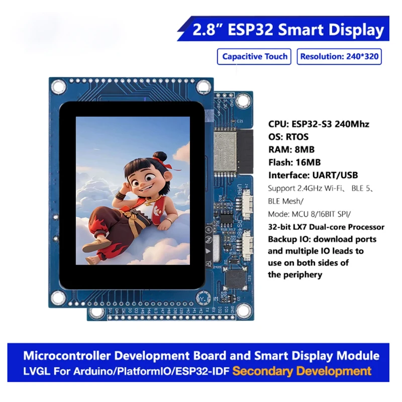 ESP32 S3 Dual Core Display Development Board 2.8 Inch 240*320 TFT LCD Module with LVGL HMI 16M Flash WiFi BLE for Ar-duino