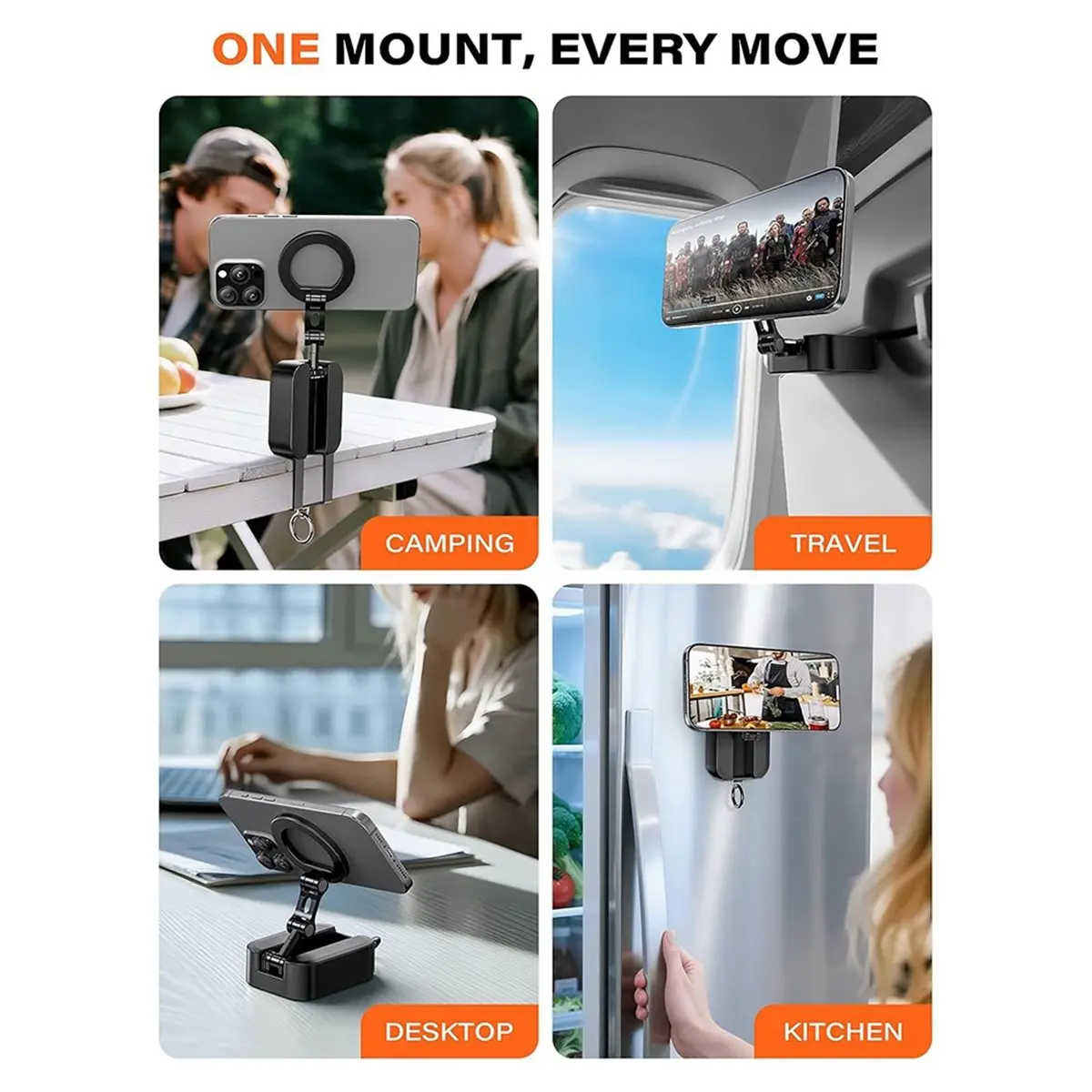Magnetic Desktop Phone Holder for Gym Multifunction Phone Holder Stand for Travel Fitness Kitchen Live Bracket