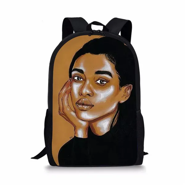 

African Black Hairstyle High Students Backpack for Teenager Backpack Travel Shopping Shoulder Bag Women Multifunctional Backpack