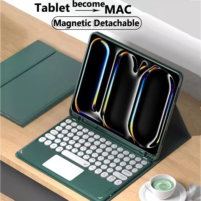 

Keyboard with Case for Smausng Galaxy Tab A11 2025 8.7 Inch SM-X133 X135 Folio Stand Wireless Touchpad Keyboard with Pencil Slot