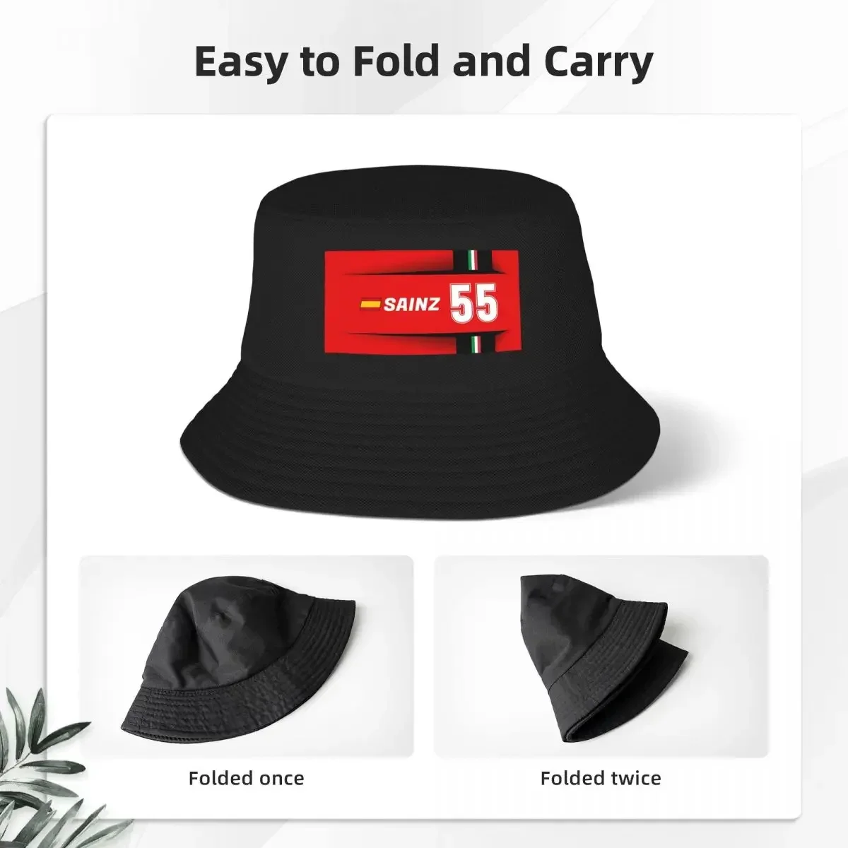 F1 2021 - #55 Sainz Bucket Hat Panama For Man Woman Bob Hats Reversible Fisherman Hats Summer Beach Fishing Unisex Caps