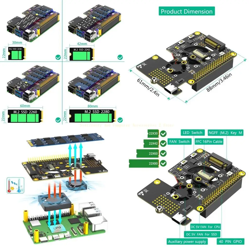 

New 3 in 1 Combo M.2 NVMe SSDs to PCIe Adapters with Coolers Fan and Automatic LED