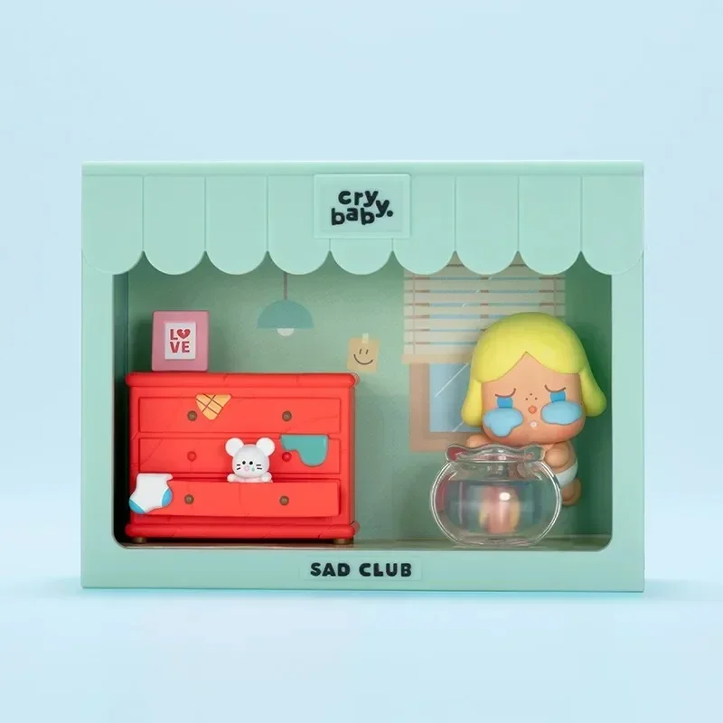 ชุดฉาก POP MART CRYBABY Sad Club Series โดย Molly ของเล่นแบบสุ่มในกล่องลึกลับ ตุ๊กตาตุ๊กตาอนิเมะน่ารัก ของตกแต่งตั้งโต๊ะ