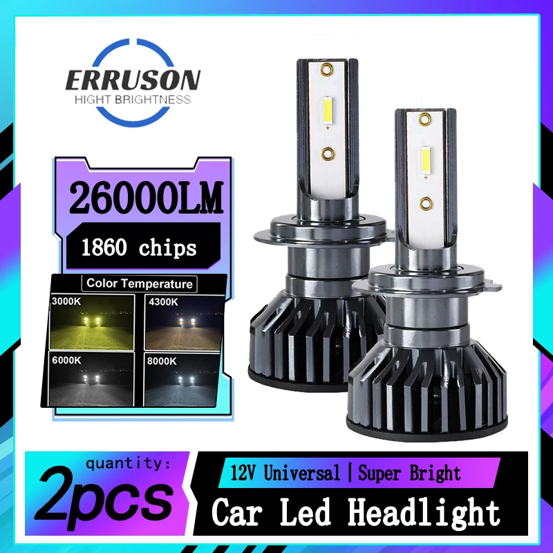 H4 H7 Fog Led Lights 26000LM CSP 1860 Chip H1 H3 H11 HB3 HB4 9005 9012 6000K 4000K 8000K Auto Car Headlights Bulbs