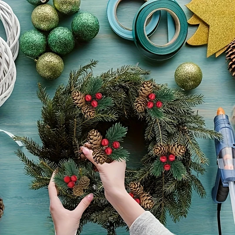 12/24pcs Christmas simulation pine branches, red fruits, pine cones, accessories, holiday handmade decoration small plugin view 5