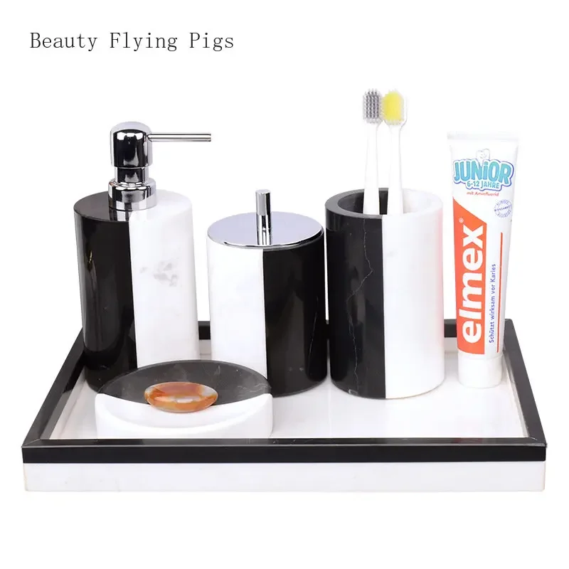 Nordic Light Luxury Marble Wash Desk Tray Toothbrush Shelf Hotel Bathroom Decoration toilet accessories