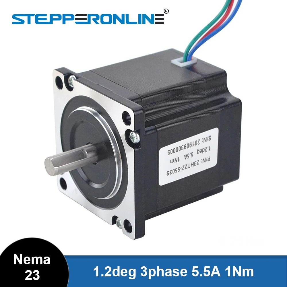 

STEPPERONLINE Nema 23 Stepper Motor 1Nm 1.2deg 3-phase 57 x 55.5mm Stepper Motor