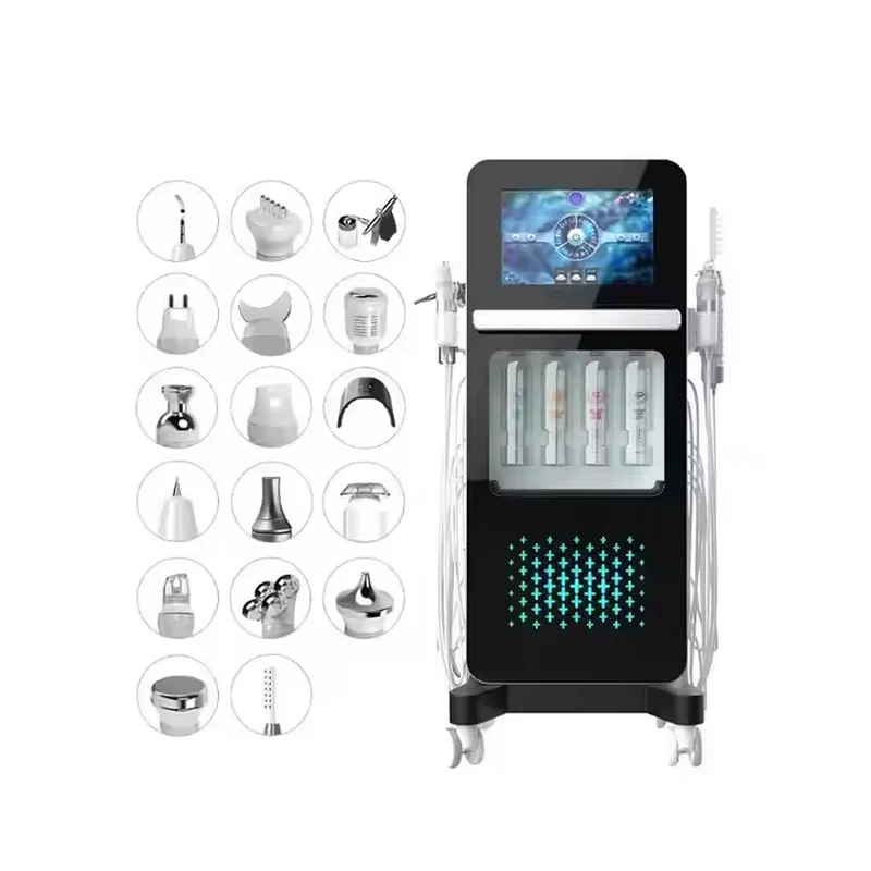 17 en 1 oxygène Jetpeel Hydra multi fonction Machine faciale LED Hydro cristal Microdermabrasion Machine faciale