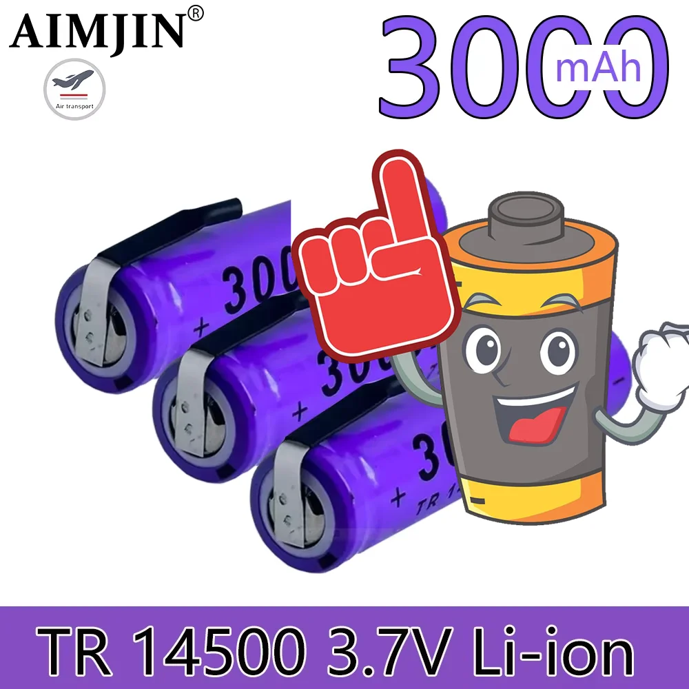 

3.7V 3000mAh ICR 14500 LED flashlight rechargeable lithium battery welding nickel sheet battery