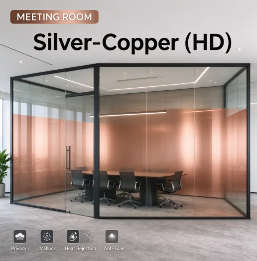 PET One Way Vision Window Tint Roll Silver Copper Anti UV Heat Rejection Solar Control Privacy DIY Glass Film For Home Office Co