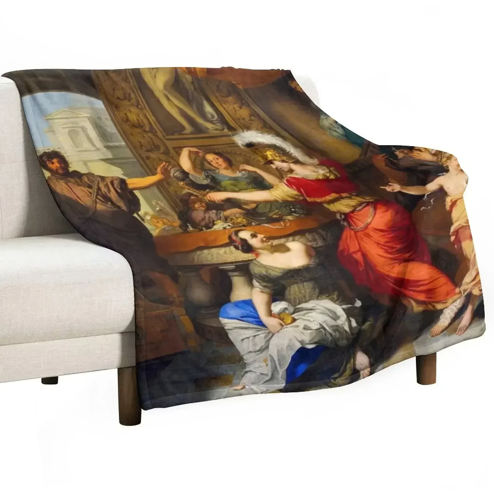 Achilles Discovered Amongst the Daughters of Lycomedes - Gerard de Lairesse Throw Blanket decorative manga Giant Sofa Blankets