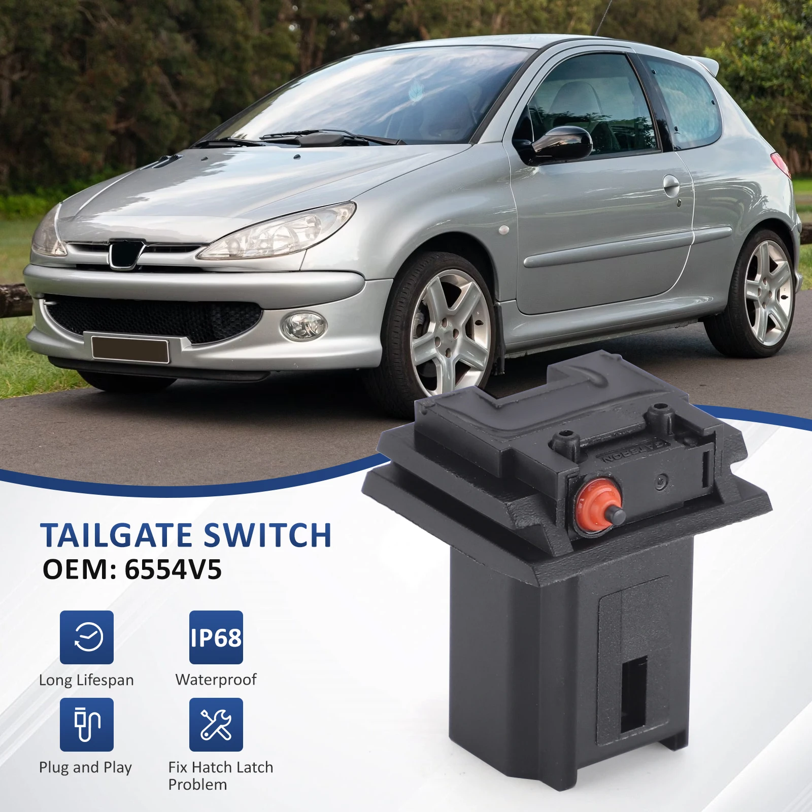 Для Citroen Xsara Picaso C3 C4 Picasso для Peugeot 206 307 308 407 SW Багажник спуска 6554V5 Микропереключатель Черный интерфейс 8726V7