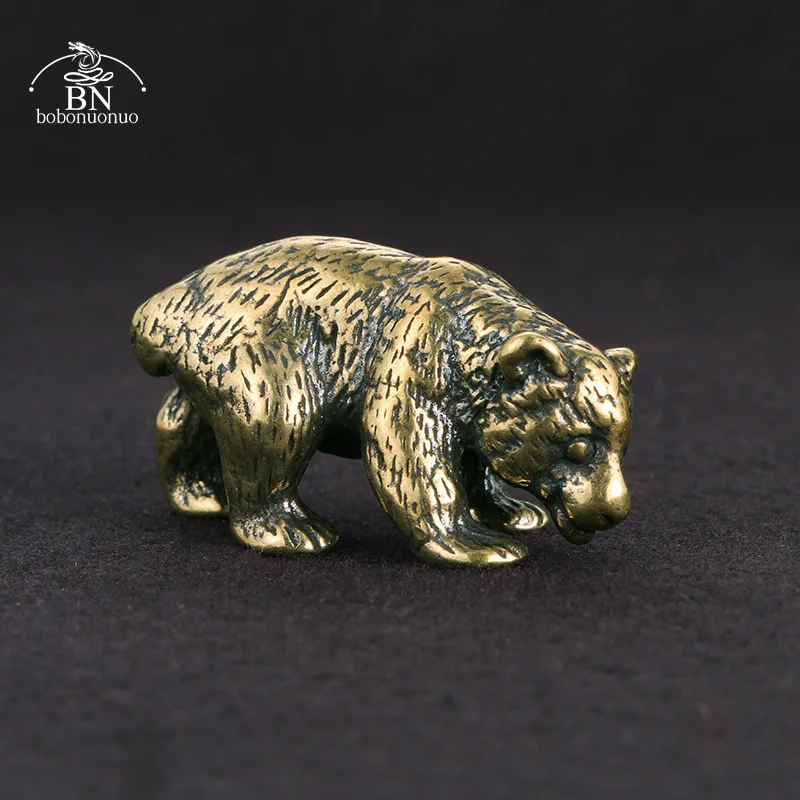 Brass Cute Small Bear Statue Office Desk Ornaments Decorations Crafts Collections Animal Figurines Miniatures Children Toy Gifts