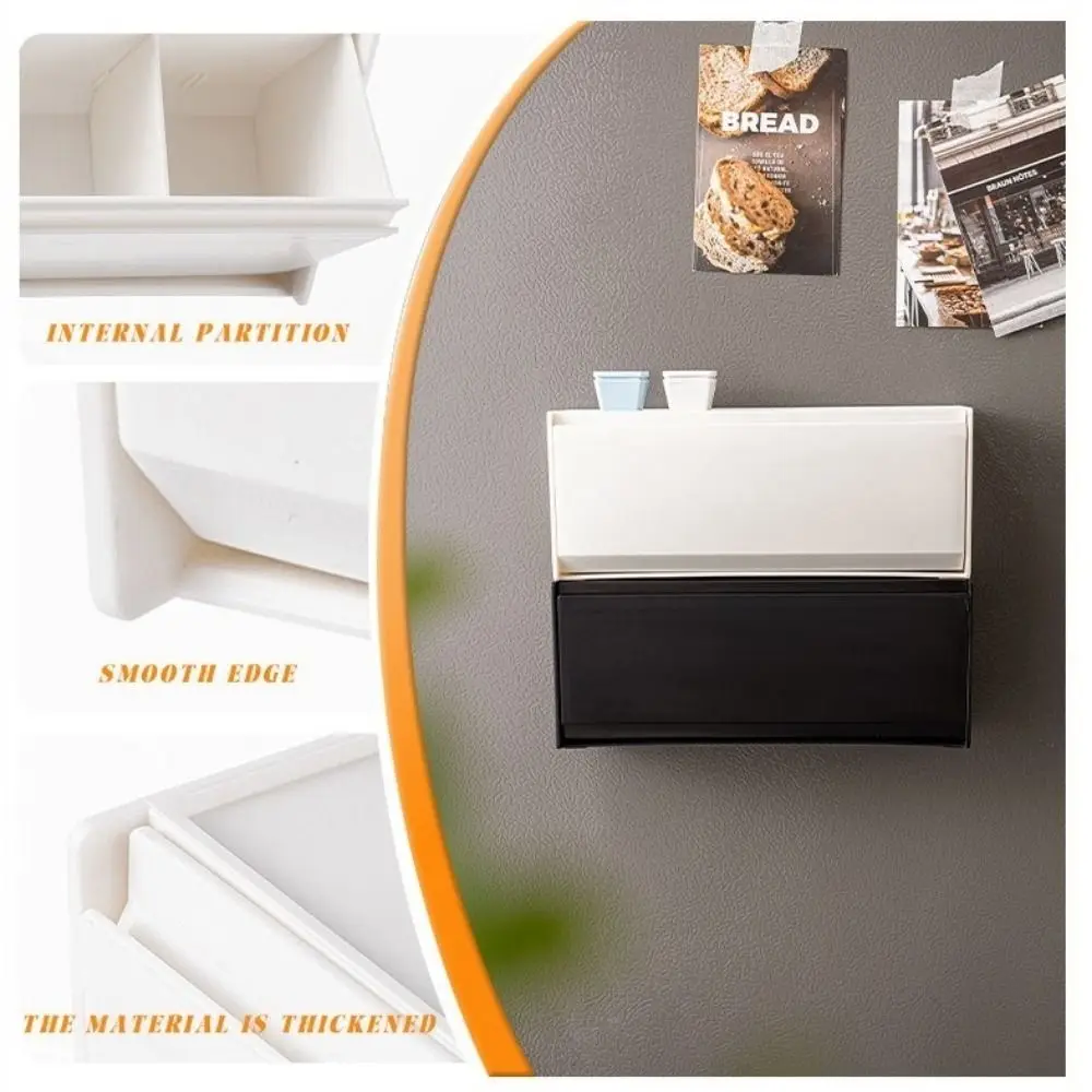 

Пластиковый магнитный органайзер для холодильника, настенная магнитная полка без сверления, съемная, экономит место