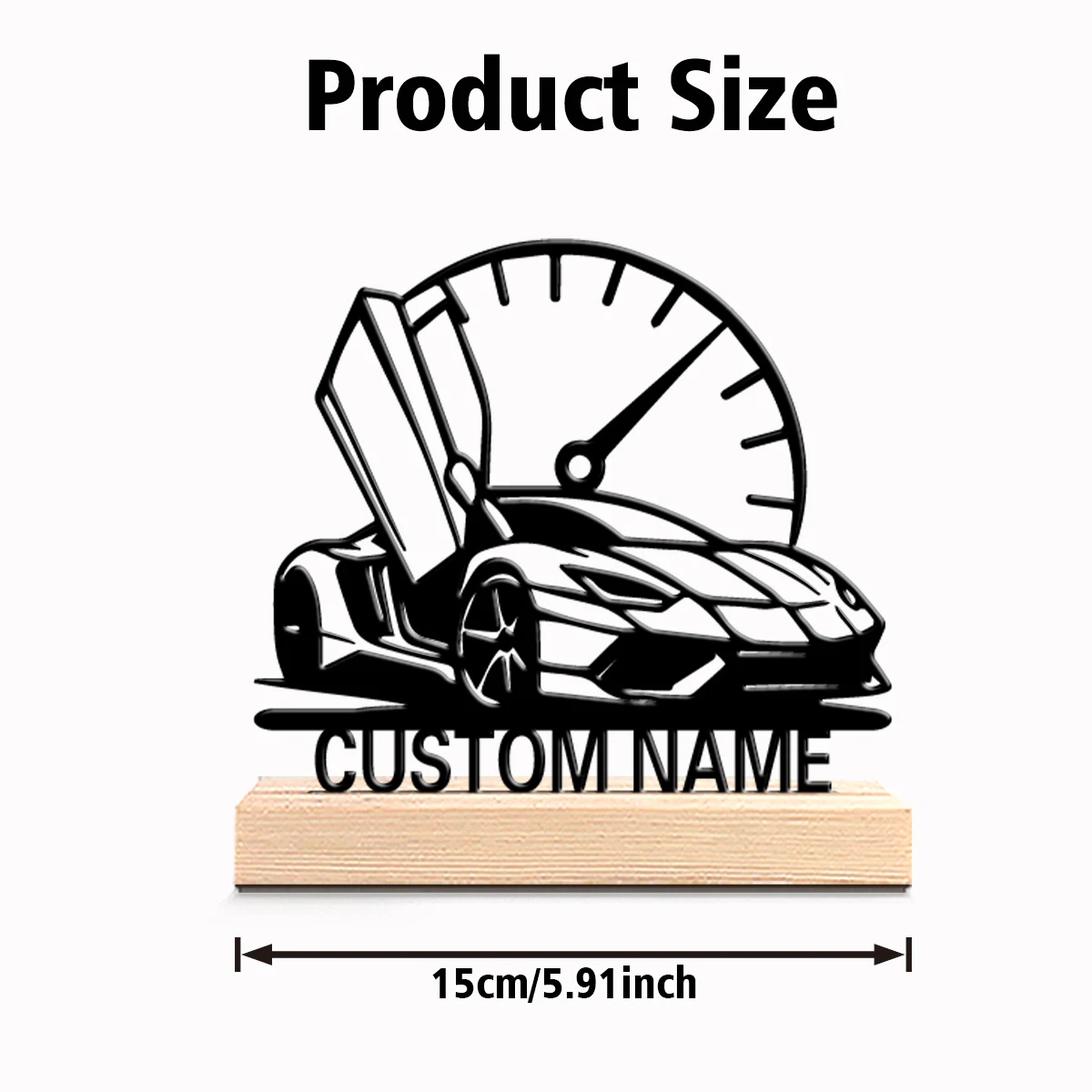 1pc Fun Personalized Custom Supercar Metal Statues Wooden Base Lighting for Office Workshop Modern Rustic Steampunk Themes