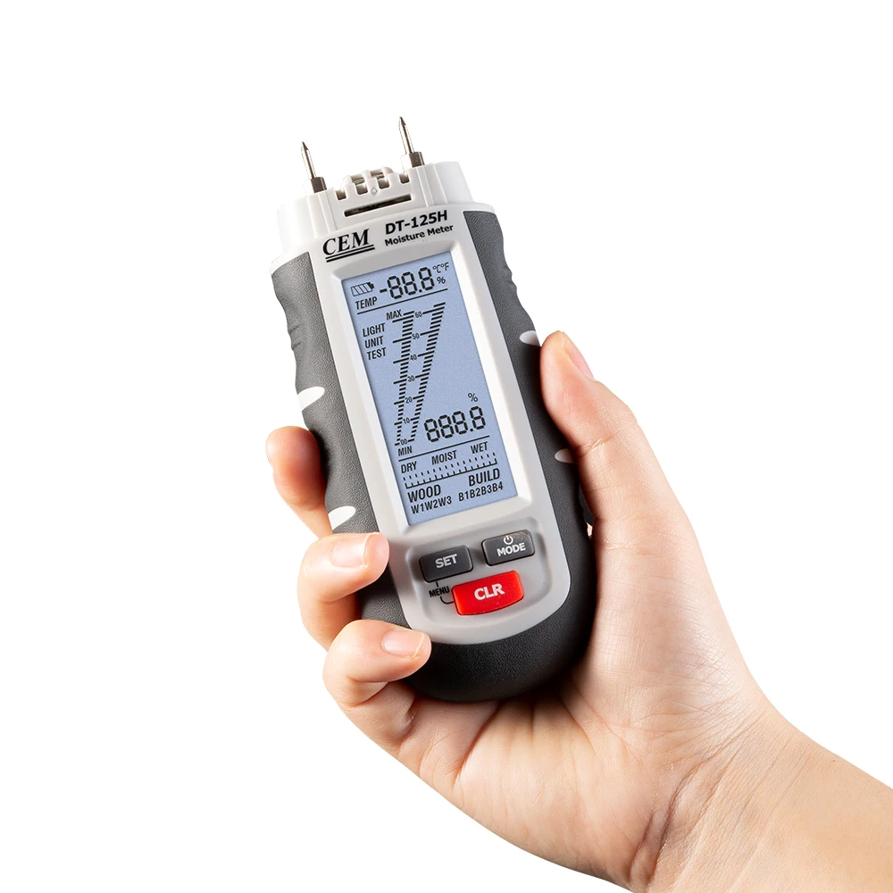CEM DT-125H Professional Moisture Meter Industrial Use for Concrete Wood Plaster Building Materials Paper