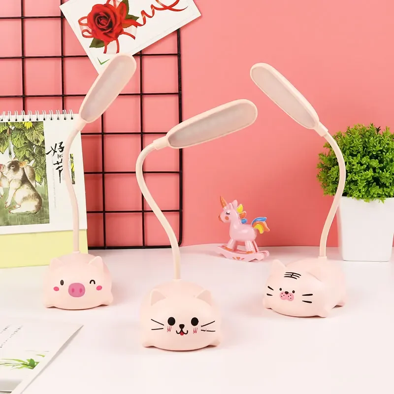 Kids Desk Lamp LED Cat Night Light Table Bedroom Decor office table college dorm Study Reading Book Office Gifts Pig Bear Animal