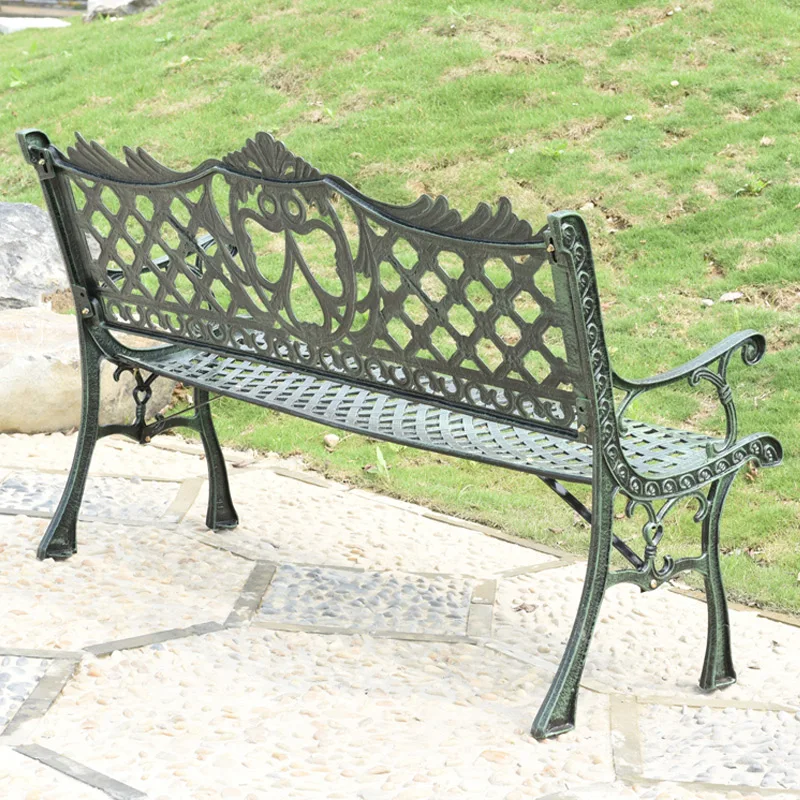 Outdoor Park Chair Bench Cast Iron Cast Aluminum Courtyard Outdoor Balcony Garden Double Leisure Backrest Bench Stool