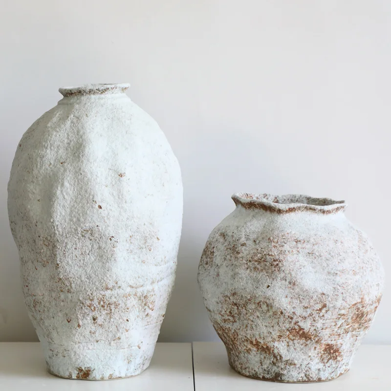 Jingdezhen ceramic vase retro nostalgic handmade hotel B&B surprise wind flower arrangement Zen ornament stoneware jar