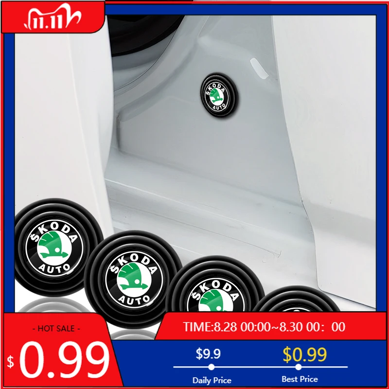 

Car Sticker 4PCS Silicone Car Door Shock Pad Soundproofing Mat Accessories For Skoda Kodiaq Fabia Kamiq Karoq Octavia A5 A7 Rapi