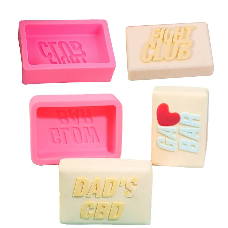 Square/Heart English Letters Silicone Soap Mold Diy Chocolate Ice Cake Baking Kit 3D Artifact Plaster Resin Candle Making Tool