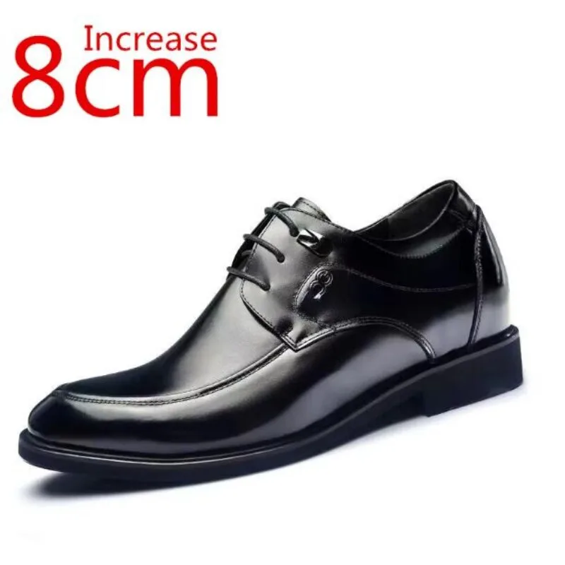 

Men's Dress Shoes Increased 8cm Invisible Elevator Shoes Genuine Leather Hand Sewn Comfortable Banquet Wedding Leather Shoes Man