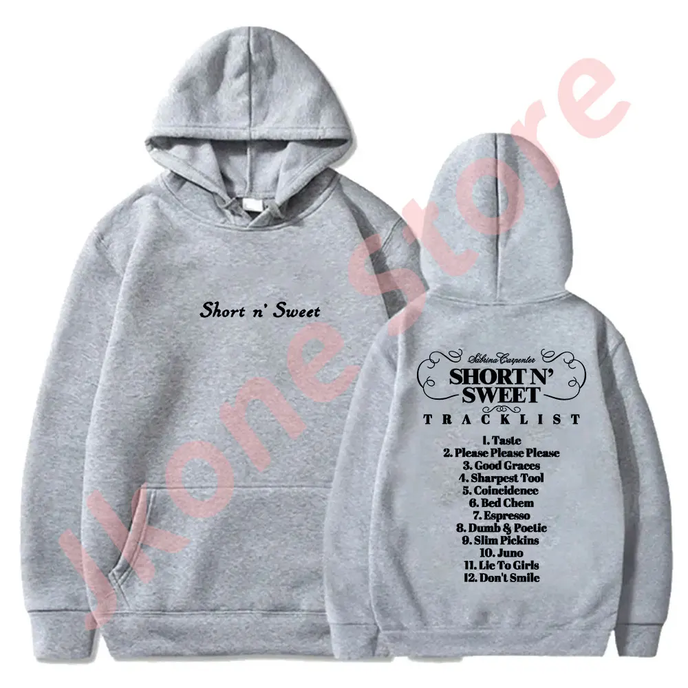 Sabrina Carpenter Tracklist Bluzy Krótkie n' Sweet Tour Merch Pullovers Kobiety Mężczyźni Moda Casual Bluzy