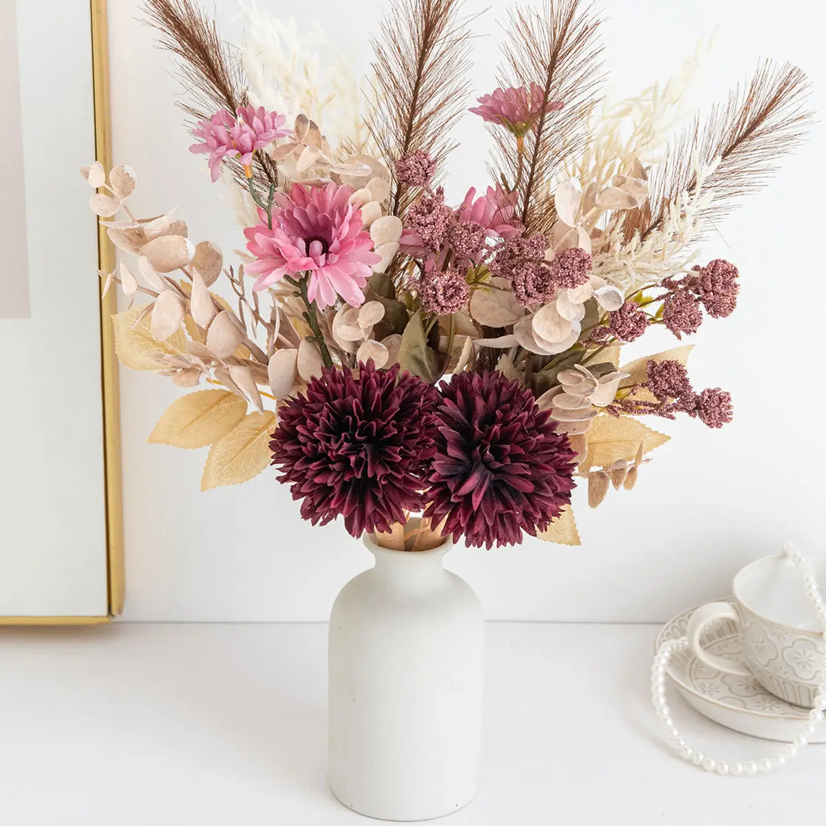 1pcs Simulated Dahlia Chrysanthemum, Spring, Summer, Autumn Indoor Home, Outdoor Garden, Festival Decoration