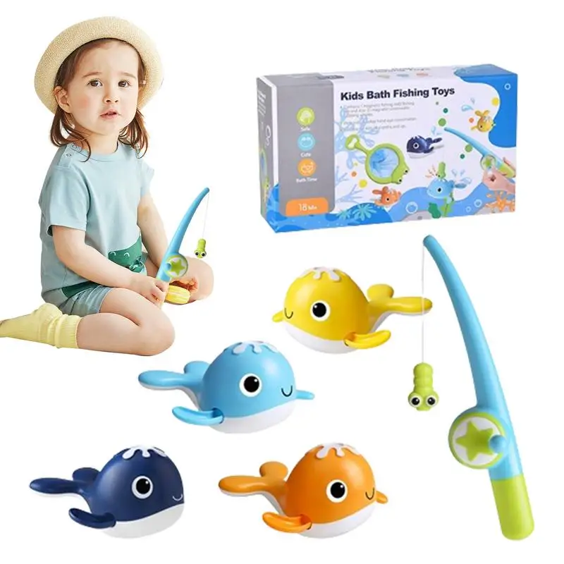 

Kids Fishing Pole Toy Water Tub Toys Whale Water Shower Magnet Baby Bath Fishing Interactive Developmental Kids Toys For