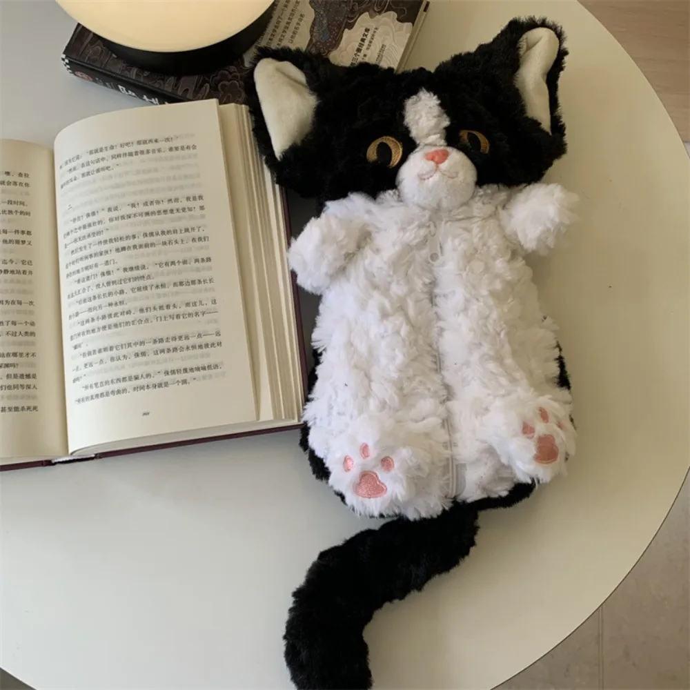 Cute Long Tail Cat Doll Pencil Bag Simulated Stuffed Cat Doll Stationery Bag Cartoon Large Capacity Cat Pen Pouch Stationery